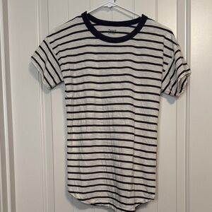 Madewell Women’s Striped Gray/Taupe and Off White T-Shirt Size XS